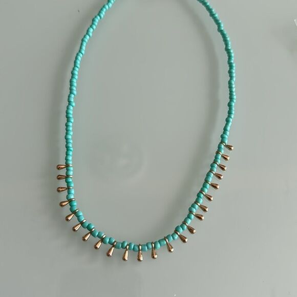 blue beaded necklace A1399 - Picture 3 of 4